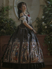 Robe gothique noire Lolita JSK Neverland imprimé floral à volants en cascade nœuds jupes pull Lolita