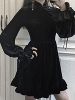 Robe gothique noire Lolita Robe en velours de style chinois Qipao