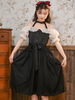 Robe gothique noire OP à volants en polyester à manches courtes Robe une pièce noire Lolita