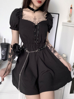 Robe gothique noire pour femmes chérie à lacets robe rétro en polyester gothique
