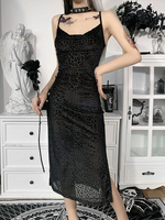 Robe gothique noire sans manches en polyester Robe fendue gothique sexy