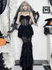 Robe gothique pour femme en dentelle noire et maille en polyester gothique