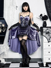 Robe gothique pour femme en dentelle violette tunique gothique en velours robe Hemlibe haute et basse