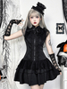 Robe gothique pour femme Robe gothique en dentelle à volants