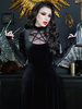 Robe gothique pour femme Robe gothique noire en polyester à fentes hautes