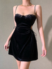 Robe gothique pour femme Robe mi-longue en velours coréen gothique plissée noire