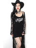 Robe gothique pour femme Robe moulante noire en polyester à manches courtes