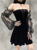 Robe gothique pour femme Robe rétro moulante en polyester gothique noir