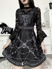 Robe gothique pour femmes Punk Black Sexy Polyester Bodycon Retro Dress