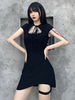 Robe gothique pour femmes Robe rétro moulante gothique noire en polyester