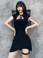 Robe gothique pour femmes Robe rétro moulante gothique noire en polyester