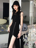 Robe gothique robe polyester motif métallique longue robe une pièce
