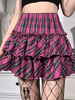 Robe Gothique Rose Rouge Plissée Volants Gothique Polyester Motif À Carreaux Minijupe