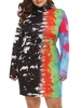 Robe grande taille à col roulé imprimé au-dessus du genou à manches longues pour femmes