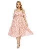 Robe Grande Taille en Mousseline Imprimé Longue avec Bretelles Coupe Cintrée Bas Evasée Bicolores Robe Grande Taille