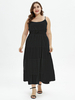 Robe Grande Taille en Mousselines Femmes avec Bretelles à Col Rond Coupe Cintrée Bas Evasée Unicolore Robes Longues Etés Sexy