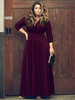 Robe grande taille noire col en V à manches longues robe maxi pour les femmes