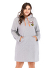 Robe grande taille pour femme à manches longues à capuche gris clair