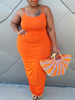 Robe grande taille pour femme avec bretelles spaghetti et robe longue sans manches en polyester