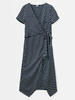 Robe grande taille pour femme bleu manches courtes col en V à pois Polyester robe longue dété