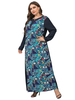 Robe grande taille pour femme bleu profond col bijou long T-Shirt manches géométrique Polyester surdimensionné longue robe une pièce