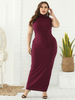 Robe grande taille pour femme bordeaux col haut sans manches en polyester passepoil extensible longue robe une pièce