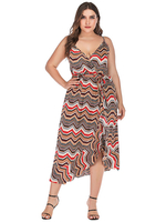 Robe grande taille pour femme bretelles cou sans manches longue robe asymétrique une pièce