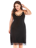 Robe grande taille pour femme bretelles cou sans manches polyester noir robe tunique longueur genou
