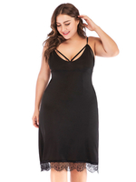 Robe grande taille pour femme bretelles cou sans manches polyester noir robe tunique longueur genou