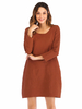 Robe grande taille pour femme café marron bijou col long T-Shirt manches surdimensionné longue robe une pièce