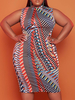 Robe grande taille pour femme col bijou manches mi-longues rayures imprimé polyester tuyauterie surdimensionné robe longue moulante