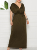 Robe grande taille pour femme Robe longue noire surdimensionnée à col en V