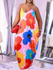 Robe grande taille pour femme Robe longue sans manches en polyester à imprimé floral et à bretelles