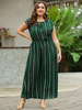 Robe grande taille pour femme Robe longue une pièce en polyester imprimé sans manches à col bijou