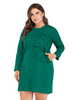 Robe grande taille pour femme vert bijou col long T-Shirt manches imprimé Polyester surdimensionné longueur au genou robe une pièce