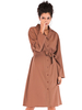 Robe grande taille pour femmes col rabattu marron manches longues T-Shirt à lacets Polyester surdimensionné longueur genou robe chemise