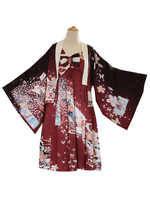 Robe japonaise traditionnelle Lolita JSK brique rouge manches longues Polyester imprimé fleuri Lolita pull jupes