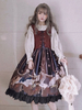 Robe JSK Gothique Lolita Jupes Jumper Lolita Bordeaux Imprimé Déguisements Halloween