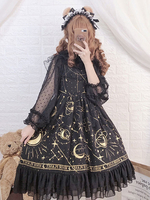 Robe JSK Sweet Lolita Jupes Lolita Plissées à Volants Planète Noire