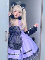 Robe JSK Sweet Lolita Oeillets en polyester Jupe-pull Lolita douce à deux tons