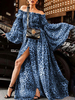 Robe élégant léopard manches longues hors de l\