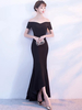 Robe élégante de cocktail sirène Tissu de satin hors de l