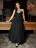 Robe ligne princesse corsage plongeant jupe circulaire complète robes mi-longues de bal