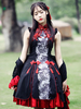Robe lolita en rayonne multicolore impression frangée col montant Déguisements Halloween