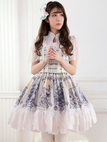 Robe lolita abricote impression dentelle douse Déguisements Halloween
