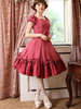Robe lolita attirante en coton mélangé Magenta unicolore classique encolure en coeur Déguisements Halloween
