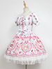 Robe lolita attirante en polyester impression douse col carré Déguisements Halloween