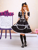 Robe lolita charmante classique noire en coton col rond Déguisements Halloween