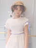 Robe lolita charmante en coton blanche bicolore Douceur col rond Déguisements Halloween