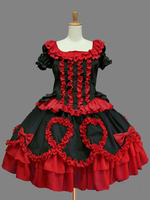 Robe lolita charmante en coton rouge classique Déguisements Halloween